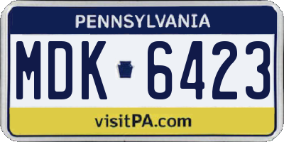 PA license plate MDK6423