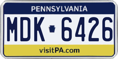 PA license plate MDK6426