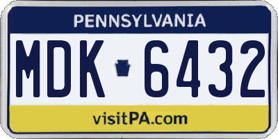 PA license plate MDK6432
