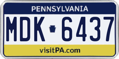PA license plate MDK6437