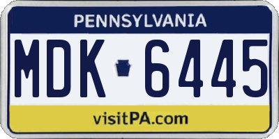 PA license plate MDK6445