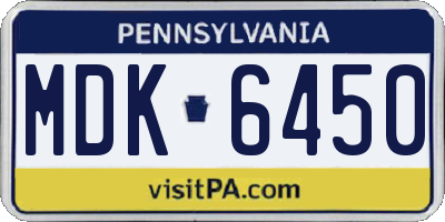 PA license plate MDK6450