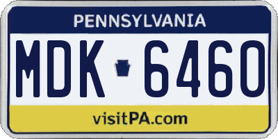 PA license plate MDK6460