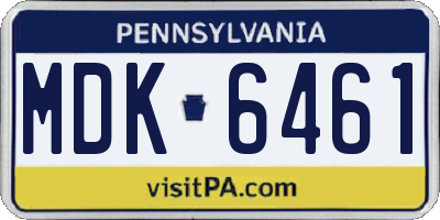 PA license plate MDK6461