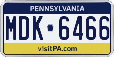 PA license plate MDK6466