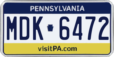 PA license plate MDK6472