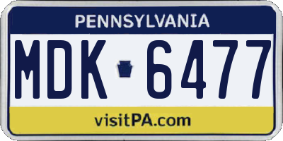 PA license plate MDK6477