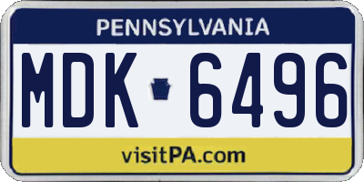 PA license plate MDK6496