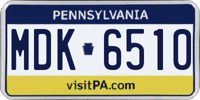 PA license plate MDK6510