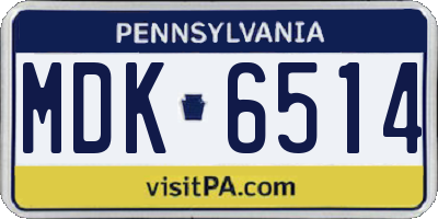 PA license plate MDK6514