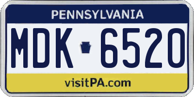 PA license plate MDK6520