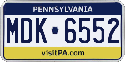 PA license plate MDK6552