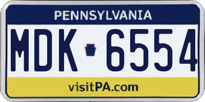 PA license plate MDK6554