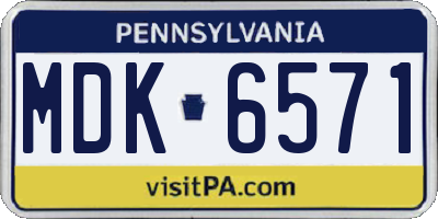 PA license plate MDK6571