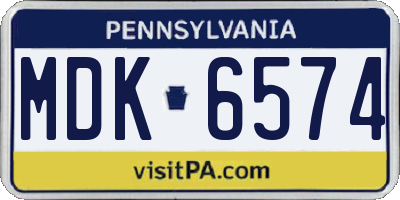 PA license plate MDK6574