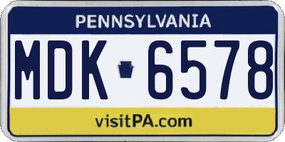 PA license plate MDK6578