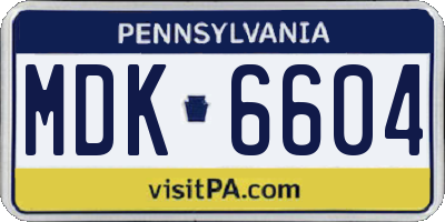 PA license plate MDK6604