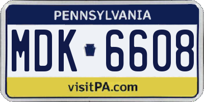 PA license plate MDK6608