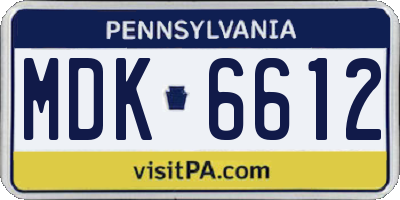 PA license plate MDK6612