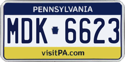 PA license plate MDK6623