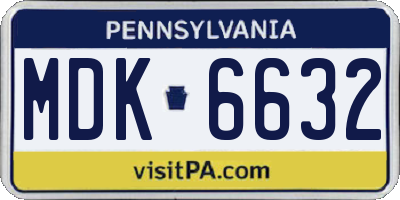 PA license plate MDK6632