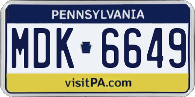 PA license plate MDK6649
