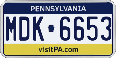 PA license plate MDK6653