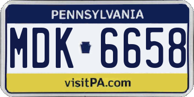 PA license plate MDK6658