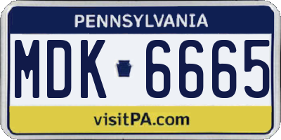 PA license plate MDK6665