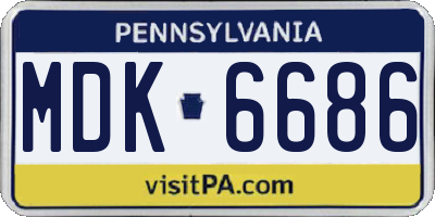 PA license plate MDK6686