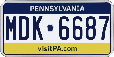 PA license plate MDK6687