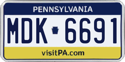 PA license plate MDK6691