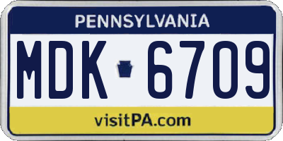 PA license plate MDK6709