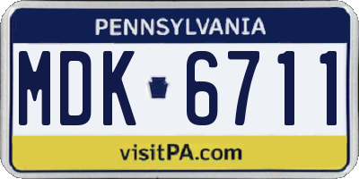 PA license plate MDK6711