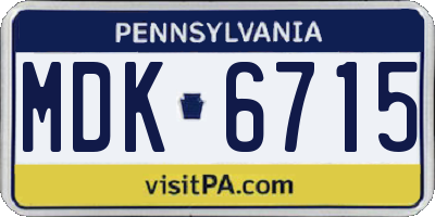 PA license plate MDK6715