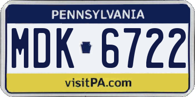 PA license plate MDK6722