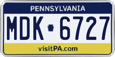 PA license plate MDK6727