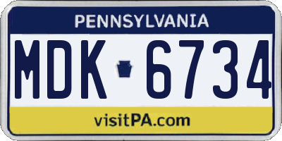 PA license plate MDK6734