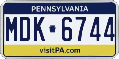 PA license plate MDK6744