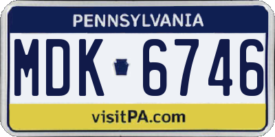 PA license plate MDK6746