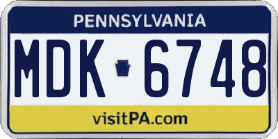 PA license plate MDK6748