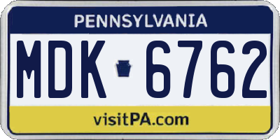 PA license plate MDK6762