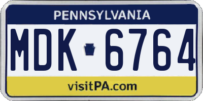 PA license plate MDK6764
