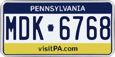 PA license plate MDK6768