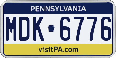 PA license plate MDK6776