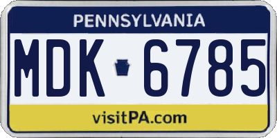 PA license plate MDK6785