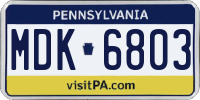 PA license plate MDK6803