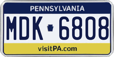 PA license plate MDK6808