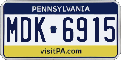 PA license plate MDK6915
