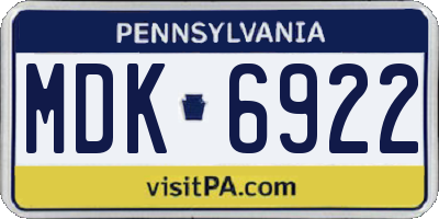 PA license plate MDK6922